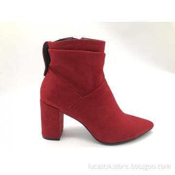Ladies Ankle Bootie Side Zip Chunky Heel Boots